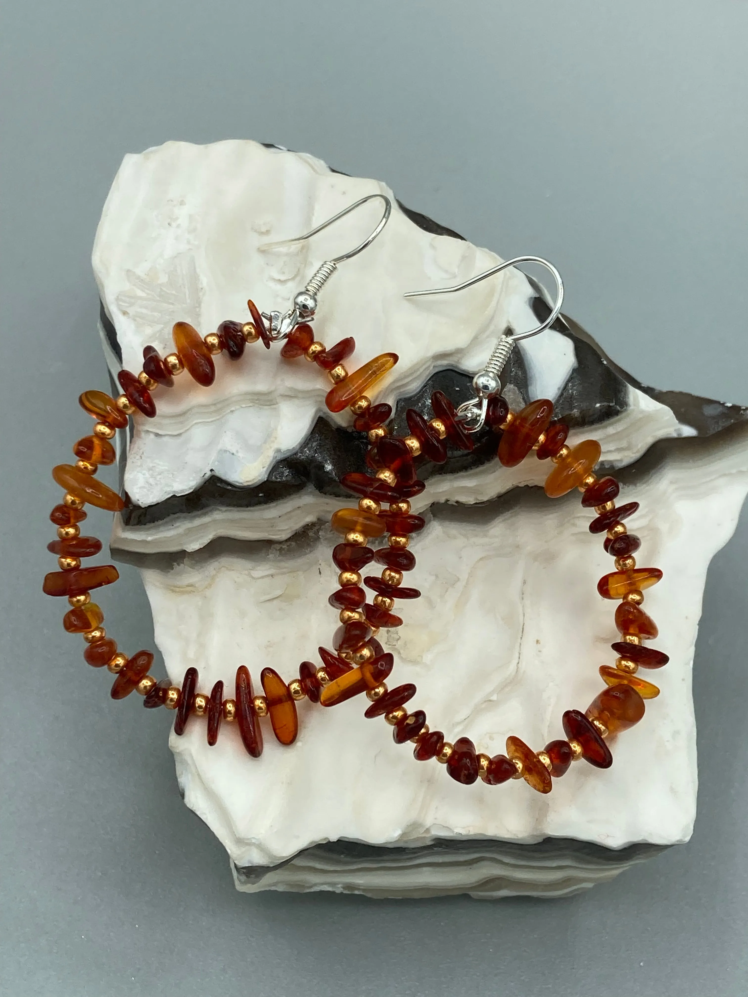 Large And Chunky Hand Beaded Necklace, Shabby Chic, Hippie, Bohemian, Fall Harvest Jewelry, Glow In The Dark Glass Beads
