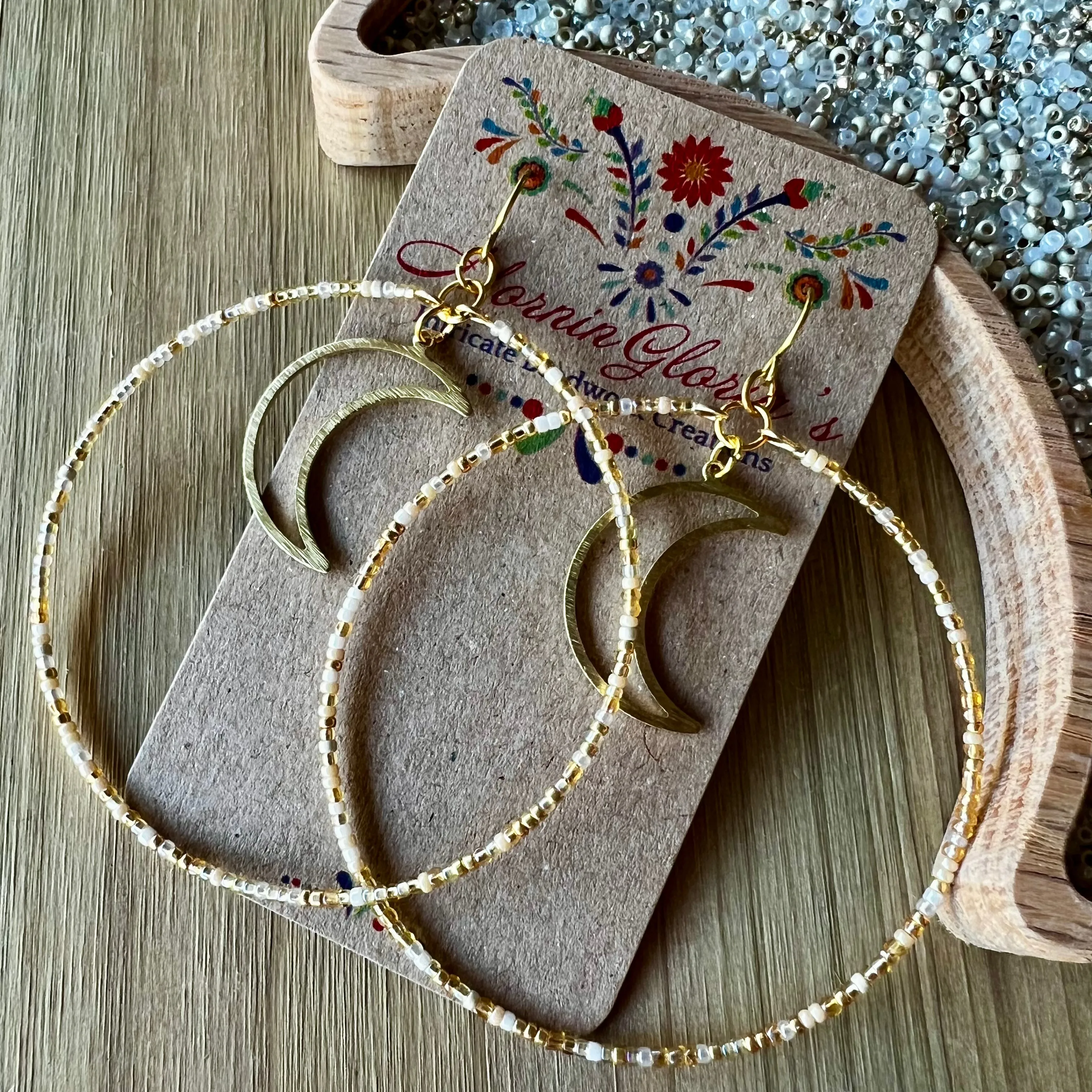 Luna Moon Beaded Hoops