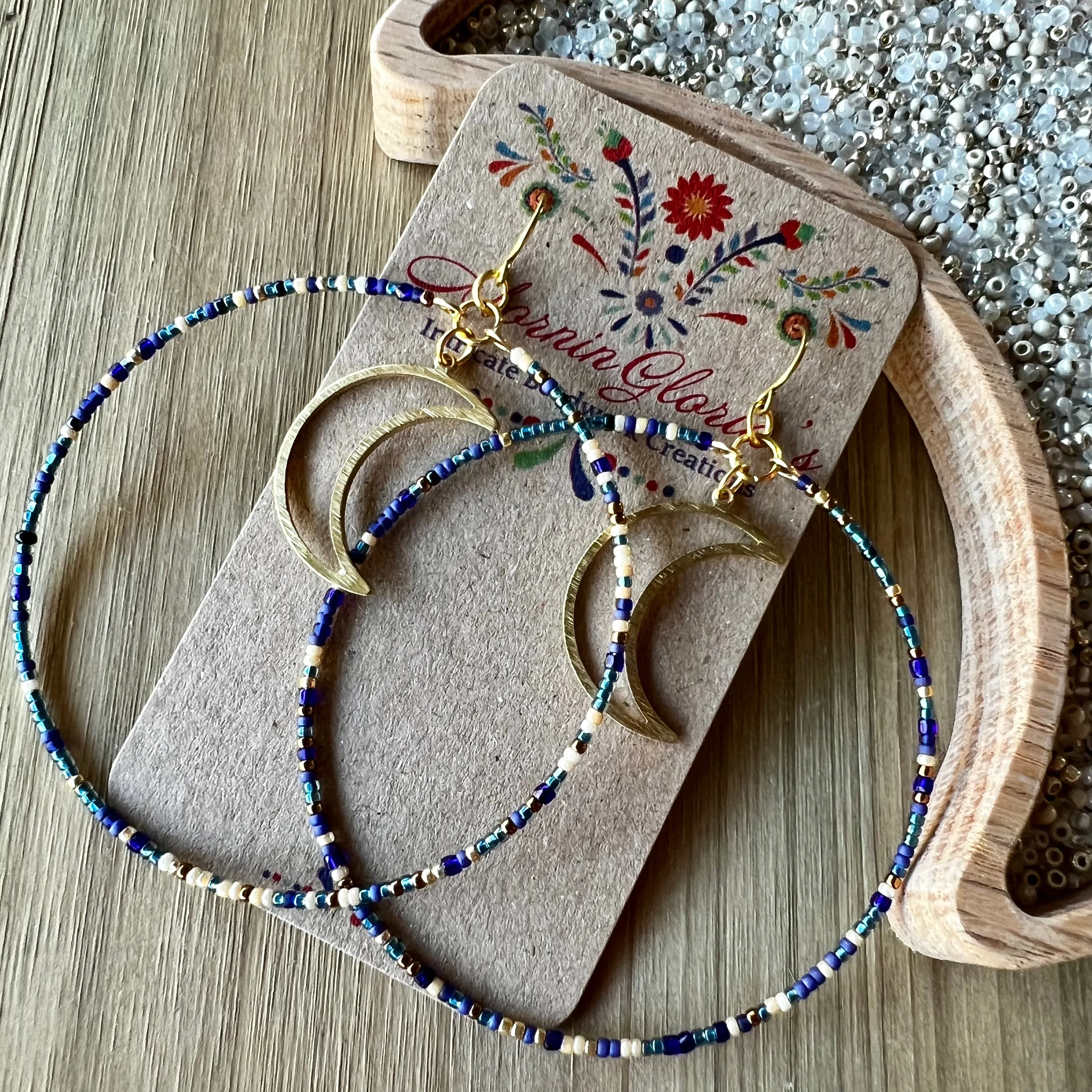 Luna Moon Beaded Hoops