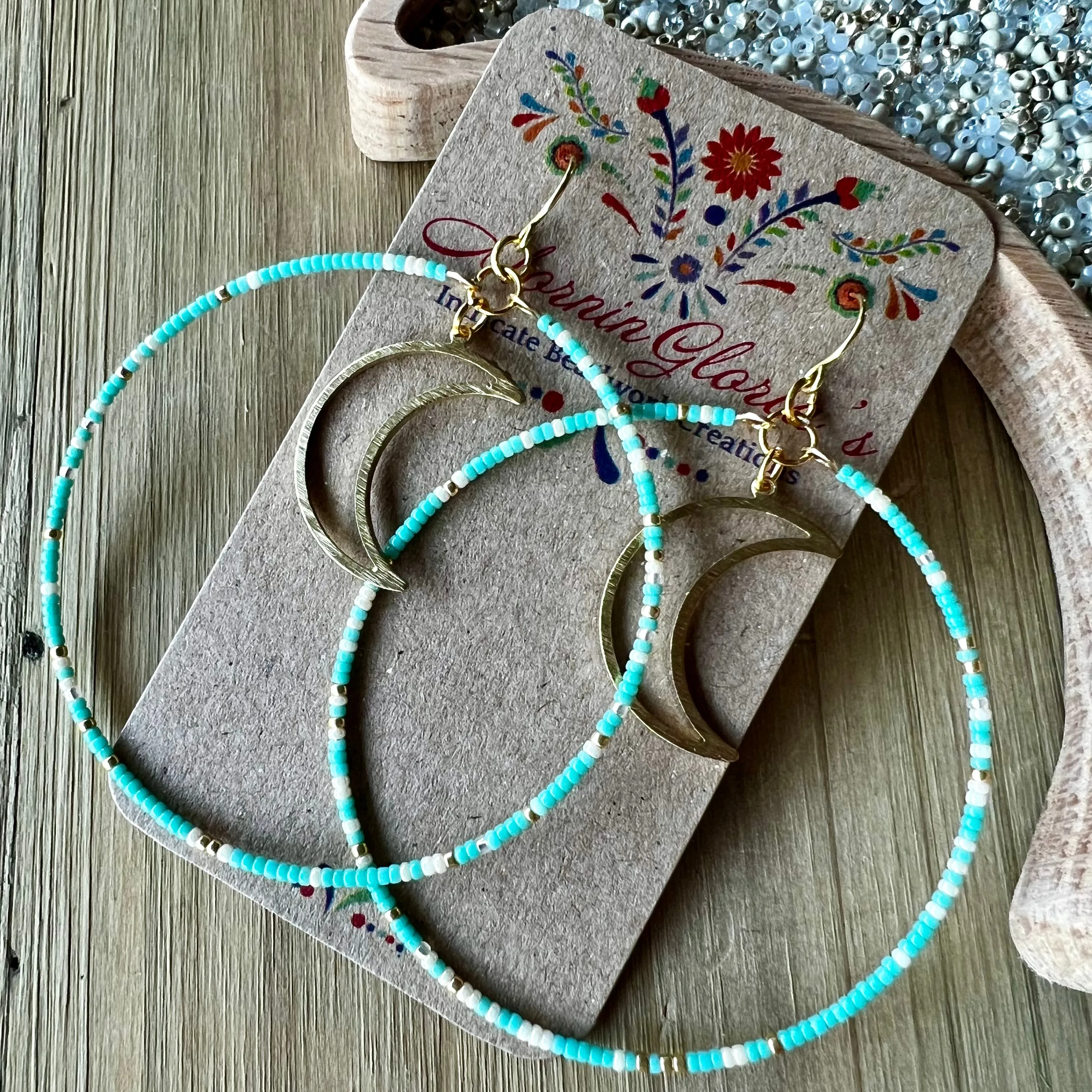 Luna Moon Beaded Hoops