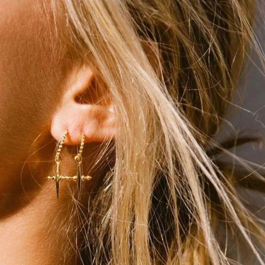 Luv Aj Mini Cross Hoops Gold