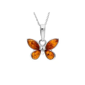 MILENA Amber Silver Butterfly Necklace