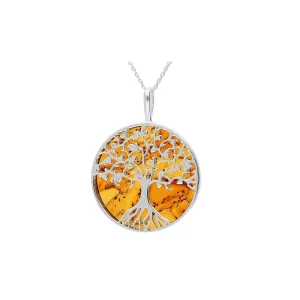 MILENA Necklace Silver and Baltic Amber - Small Tree of Life
