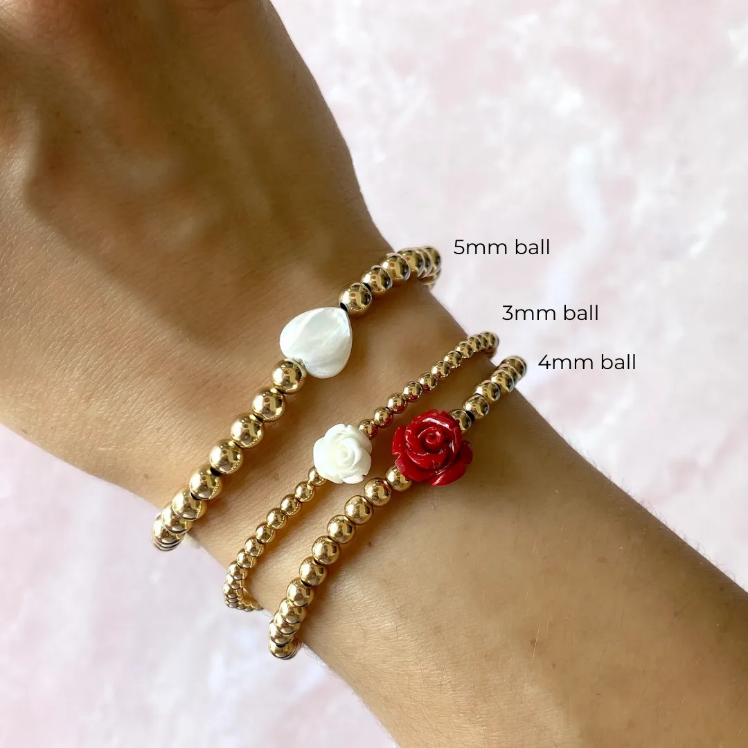 Mother of Pearl Heart, Star and Hand Beaded Bracelet