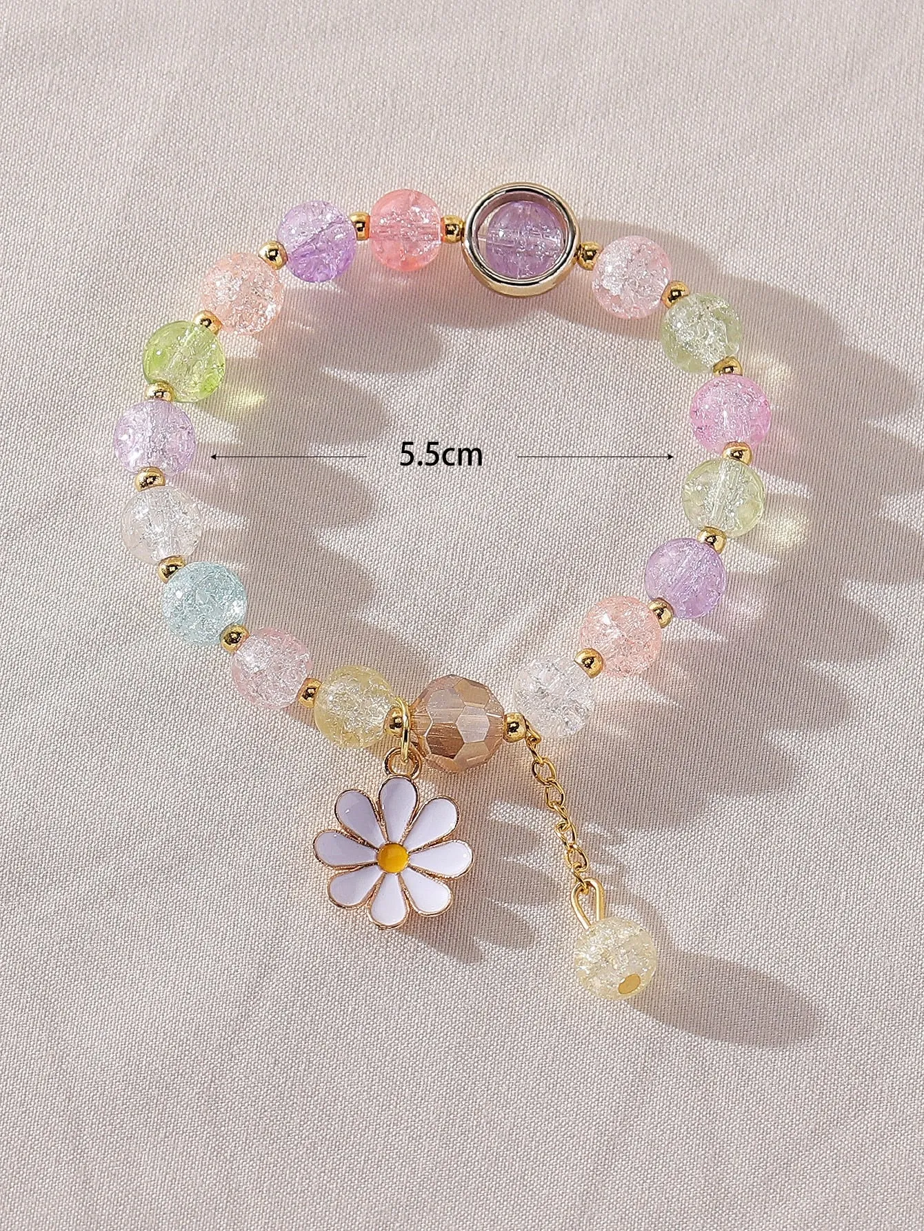 Multicolor Flower Charm Beaded Bracelet Women Bracelet Stackable Bracelet
