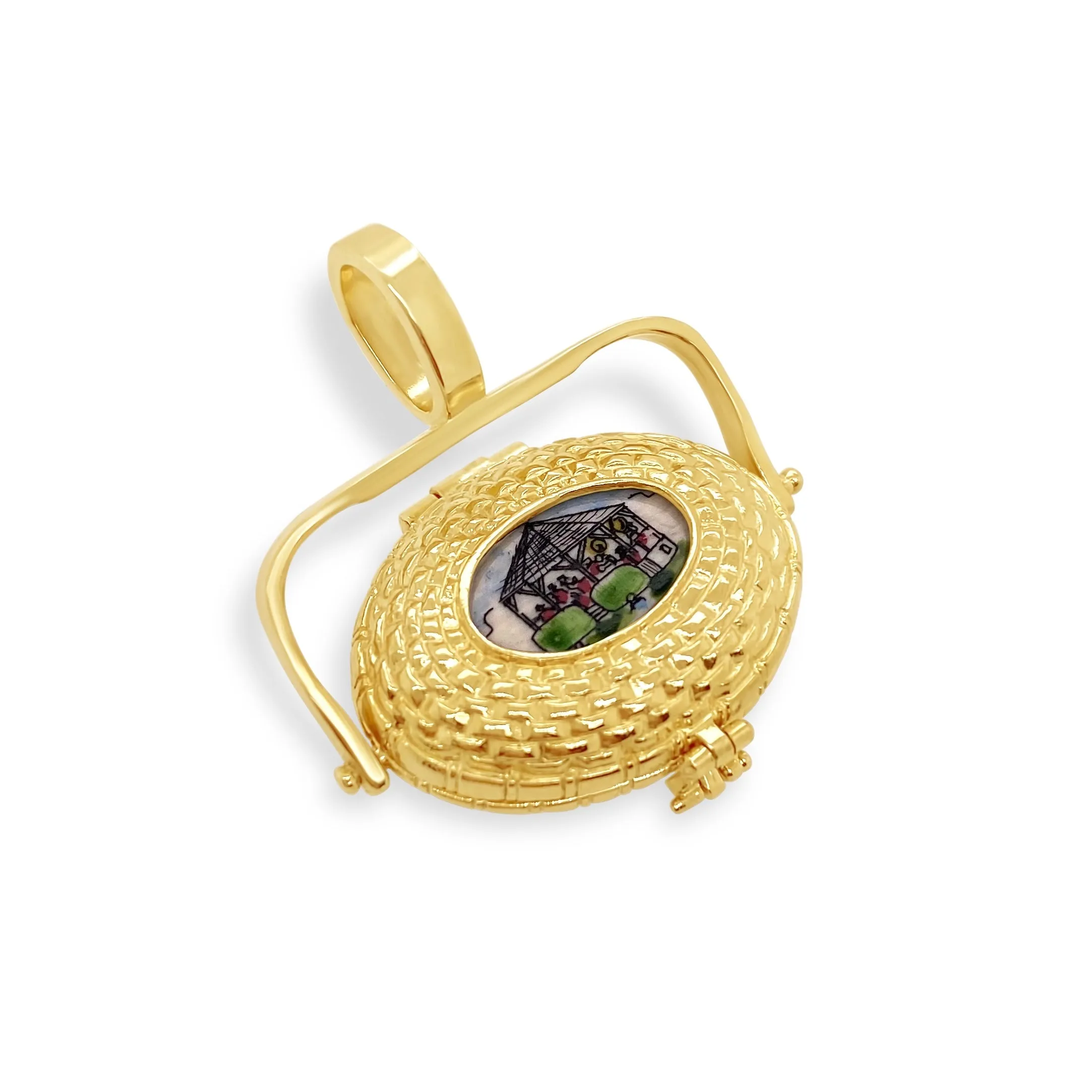 Nantucket Scrimshaw Basket Locket