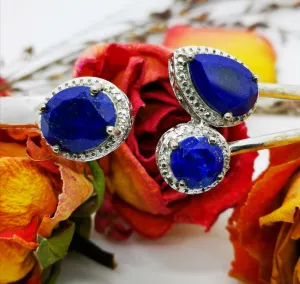New Luxurious Lapis Lazuli 925 Sterling Silver Bracelet 7.5"