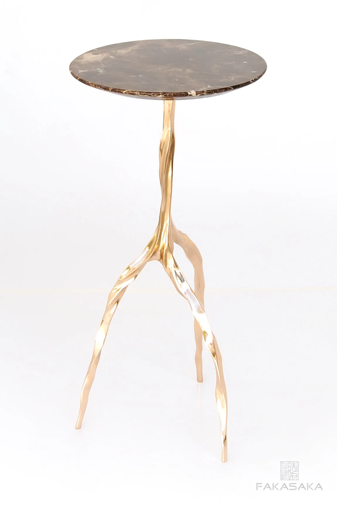 NINA DRINK TABLE<br><br>MARRON IMPERIAL MARBLE<br>POLISHED BRONZE