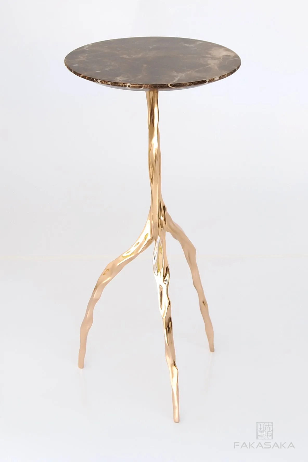 NINA DRINK TABLE<br><br>MARRON IMPERIAL MARBLE<br>POLISHED BRONZE