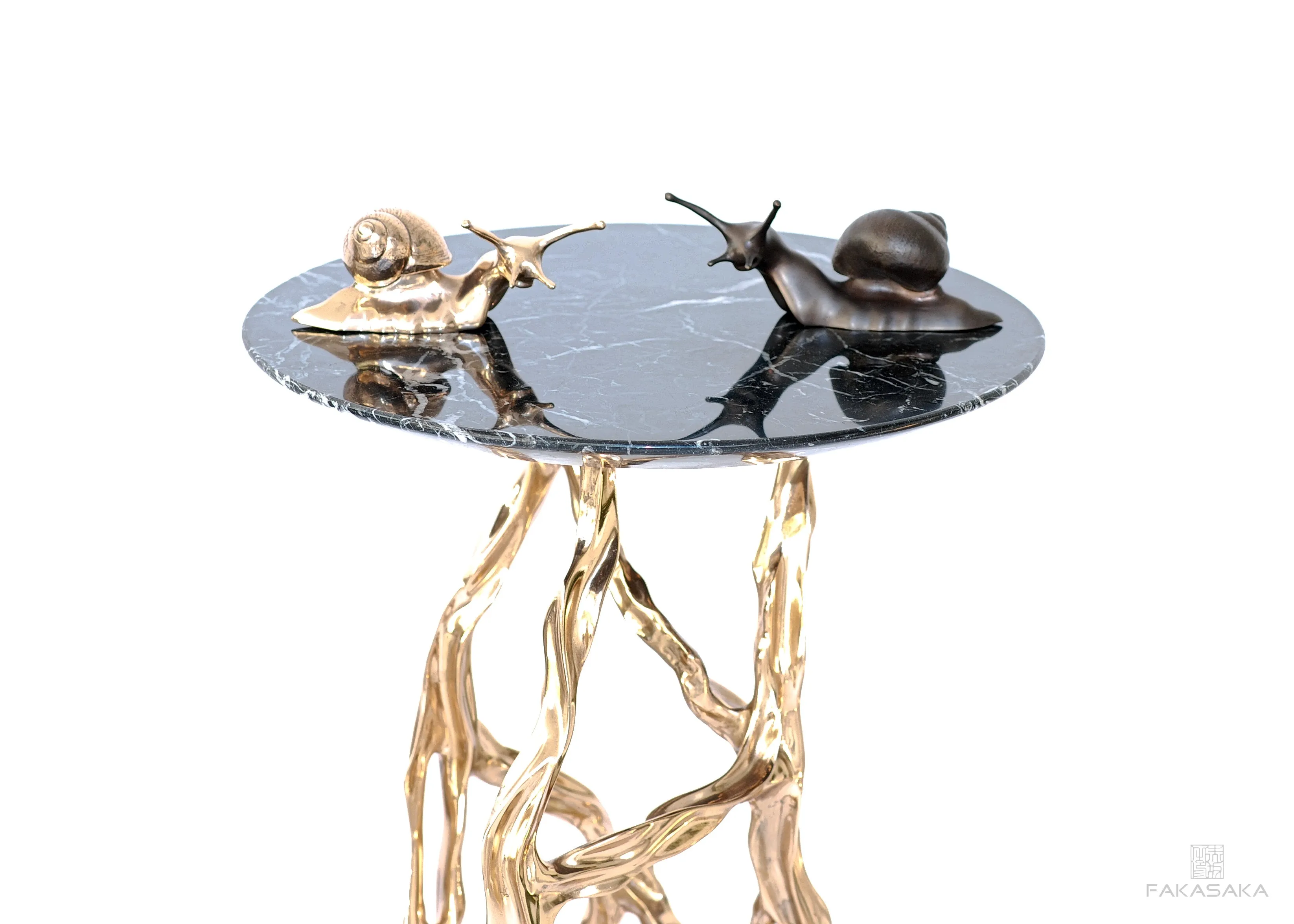 NINA DRINK TABLE<br><br>MARRON IMPERIAL MARBLE<br>POLISHED BRONZE