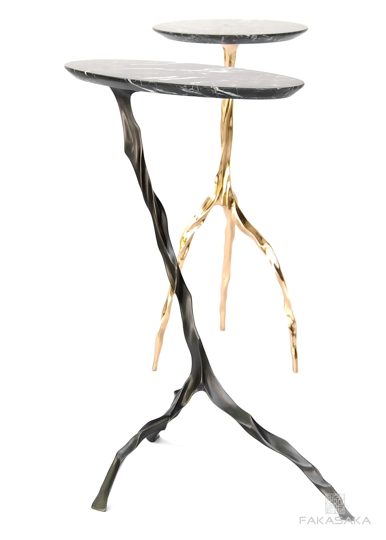 NINA DRINK TABLE<br><br>MARRON IMPERIAL MARBLE<br>POLISHED BRONZE