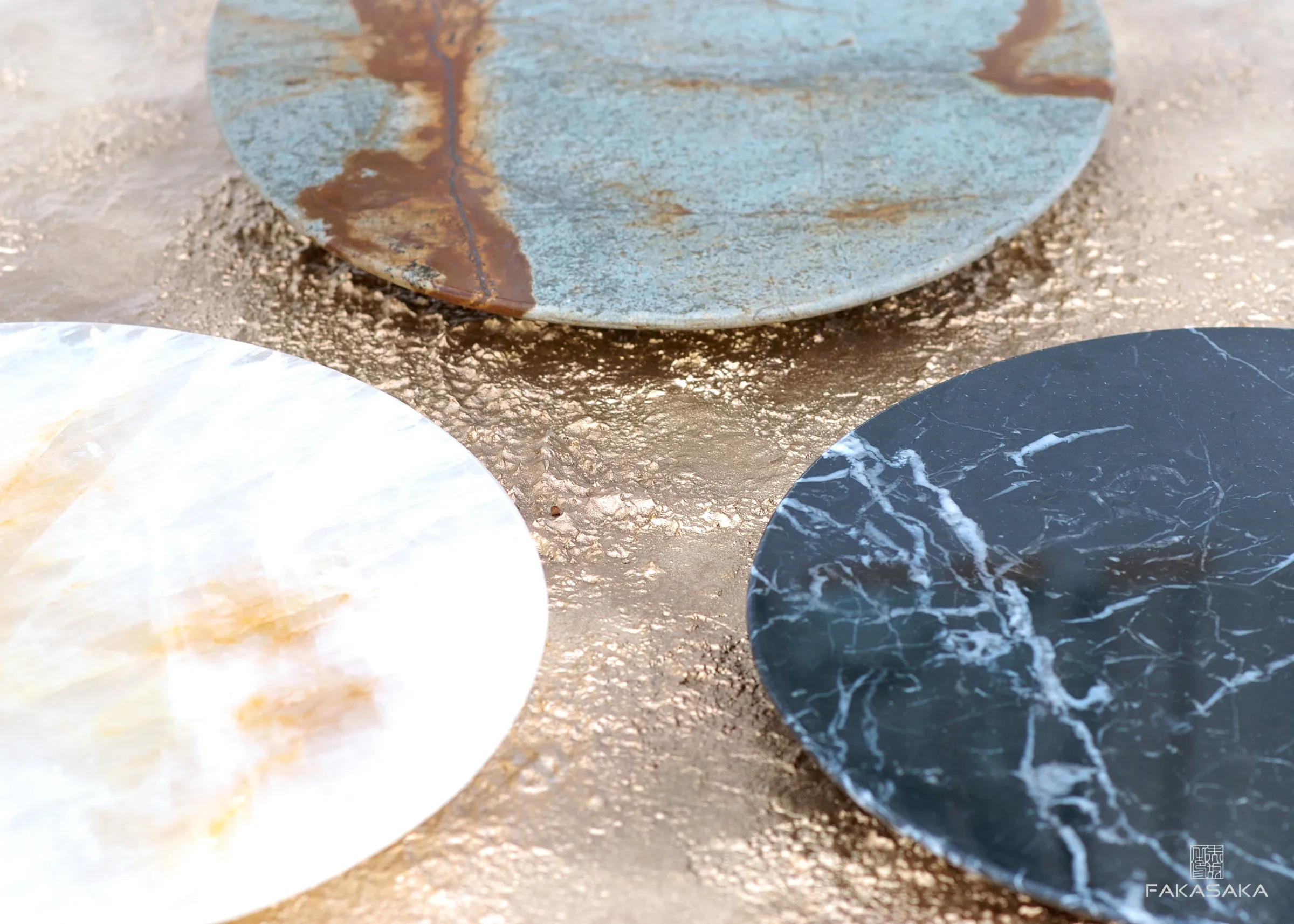 NINA DRINK TABLE<br><br>MARRON IMPERIAL MARBLE<br>POLISHED BRONZE
