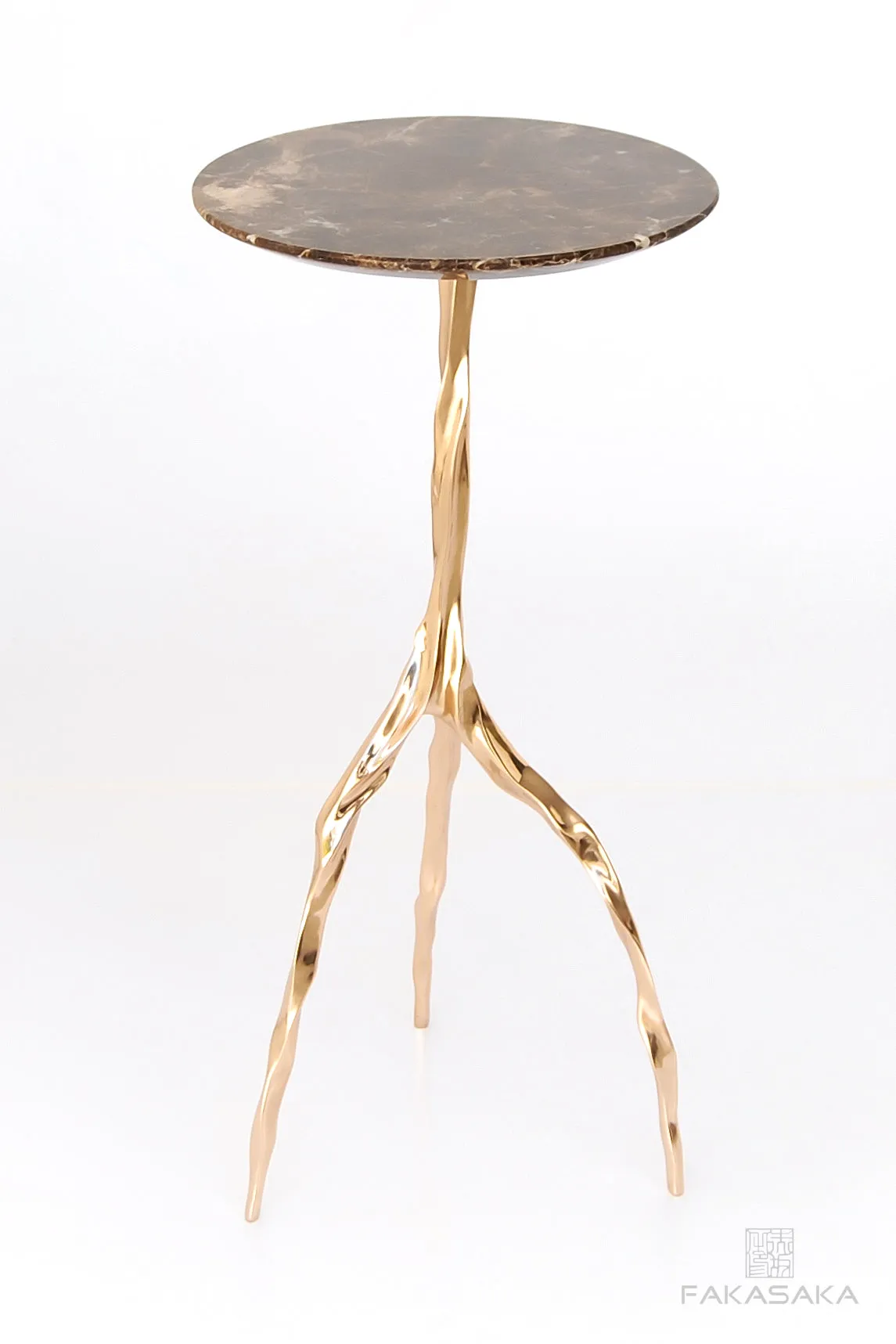 NINA DRINK TABLE<br><br>MARRON IMPERIAL MARBLE<br>POLISHED BRONZE