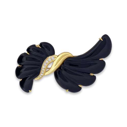 Onyx & Diamond Spray Design Pin