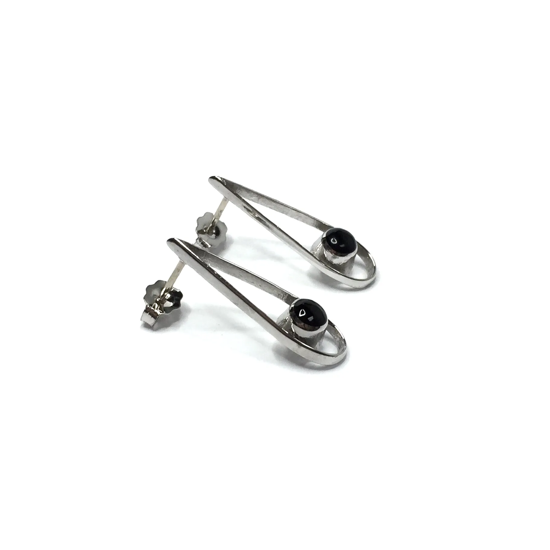 Onyx Round Inlaid Tear Drop Shape Earrings