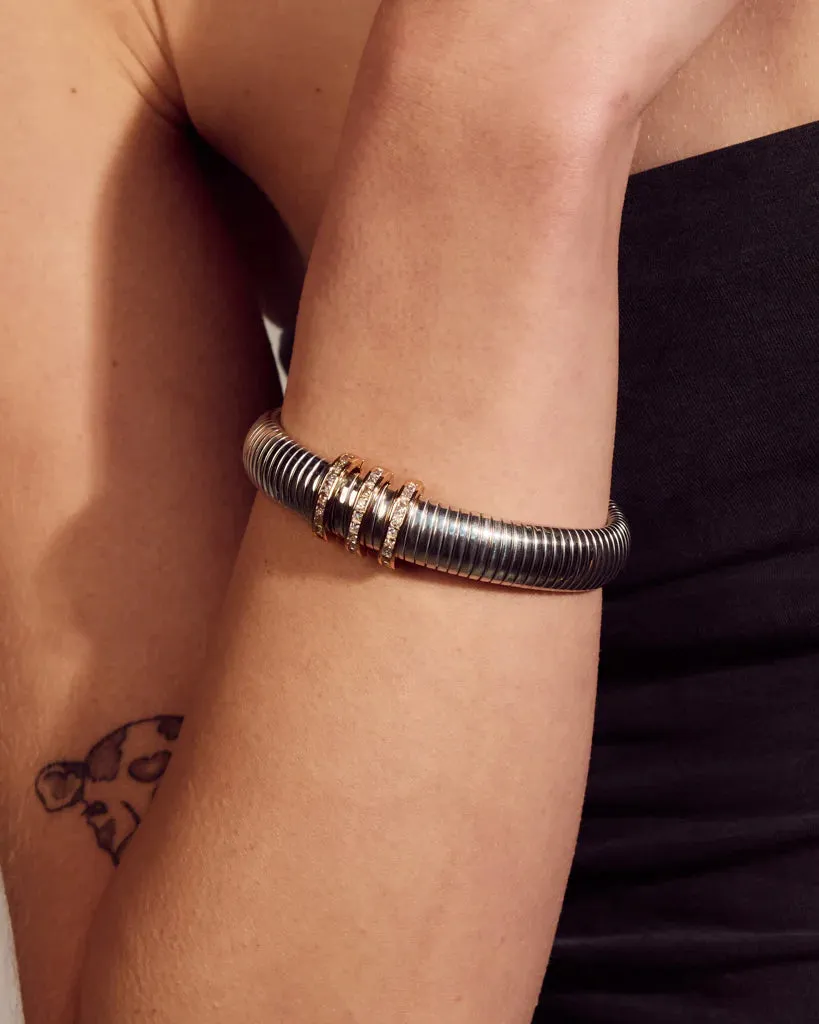 Pave Trio Snake Chain Bracelet