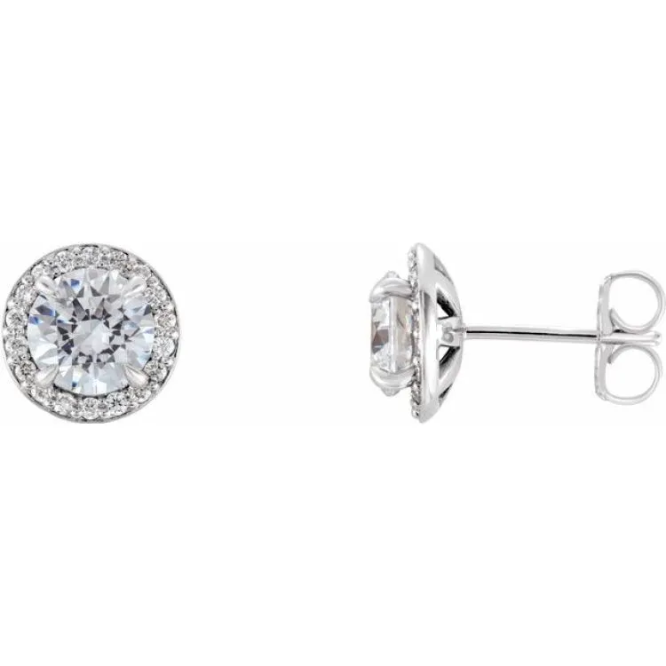 Platinum 1 1/5 CTW Natural Diamond Halo-Style Earrings