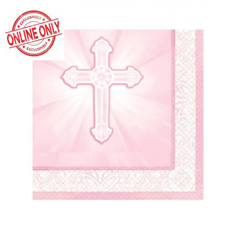 Radiant Cross Pink Cocktail Napkin
