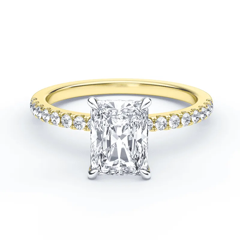 Radiant Cut Low Hidden Halo Pave Ring