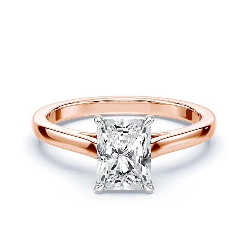 Radiant Cut Slim Cathedral Ring