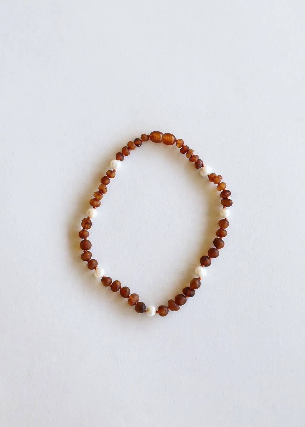 Raw Cognac Amber   Pearl Halo Necklace