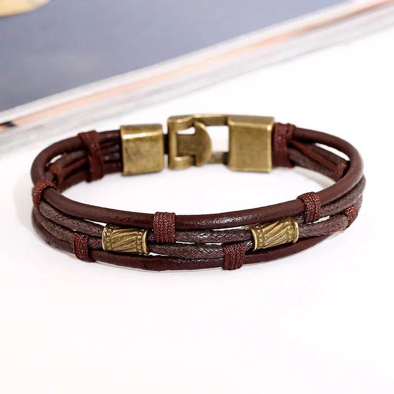 Retro Fashion and Personalized Leather Belt Bracelet Braided Genuine Leather Leather Bracelet