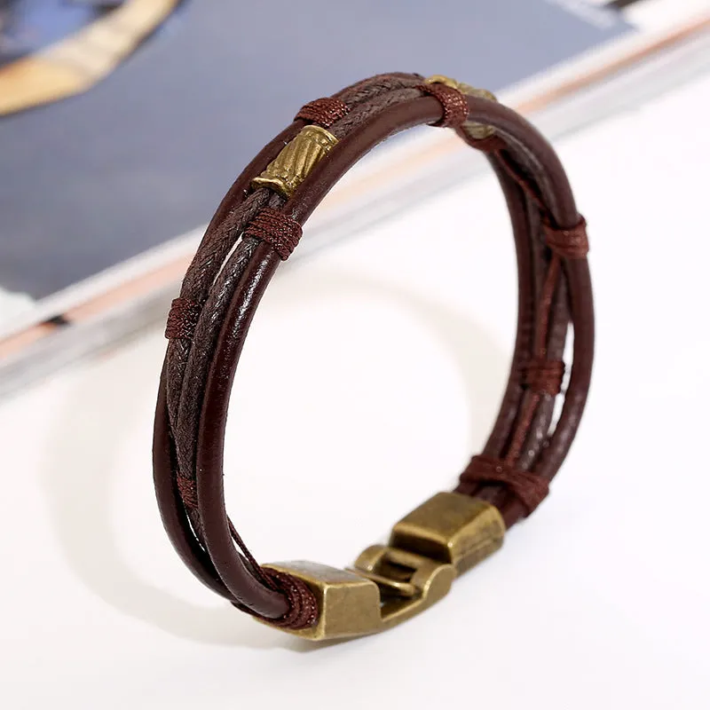 Retro Fashion and Personalized Leather Belt Bracelet Braided Genuine Leather Leather Bracelet