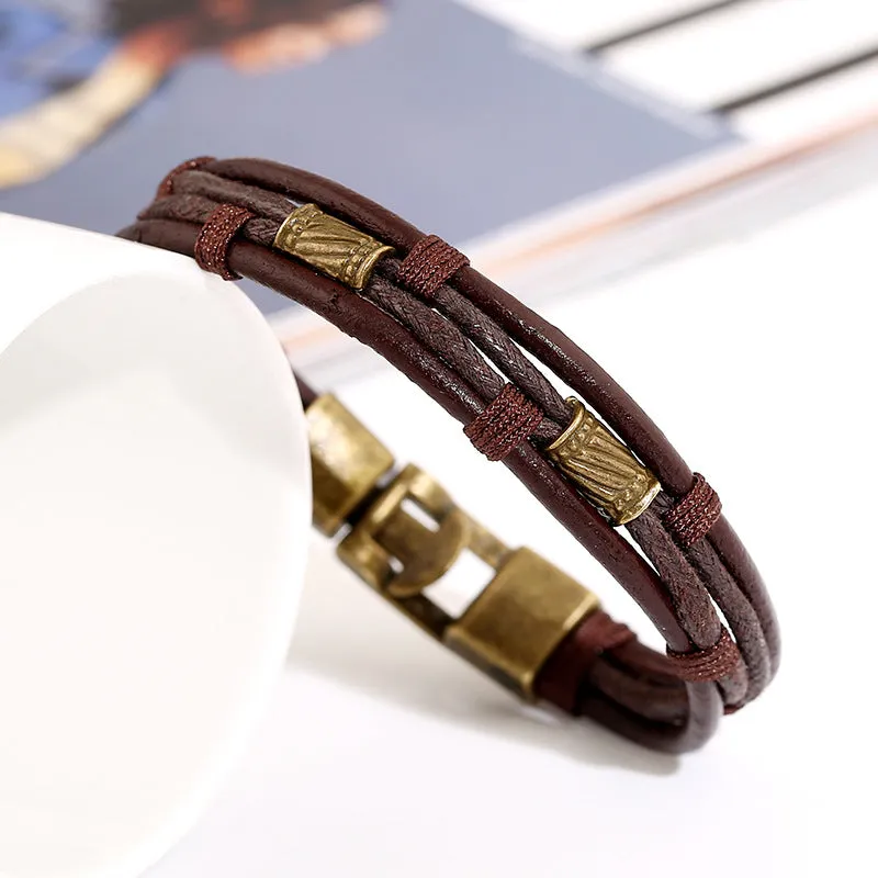 Retro Fashion and Personalized Leather Belt Bracelet Braided Genuine Leather Leather Bracelet