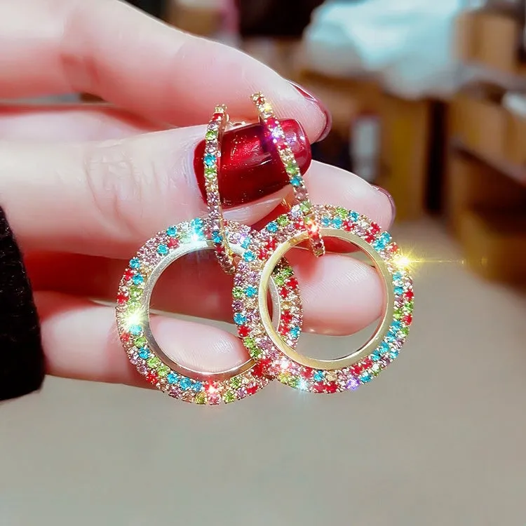 Rhinestone Double Hoop Earrings