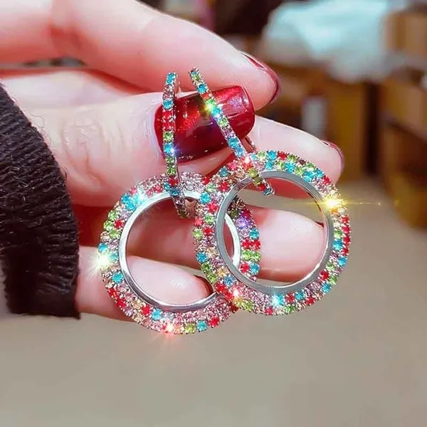Rhinestone Double Hoop Earrings
