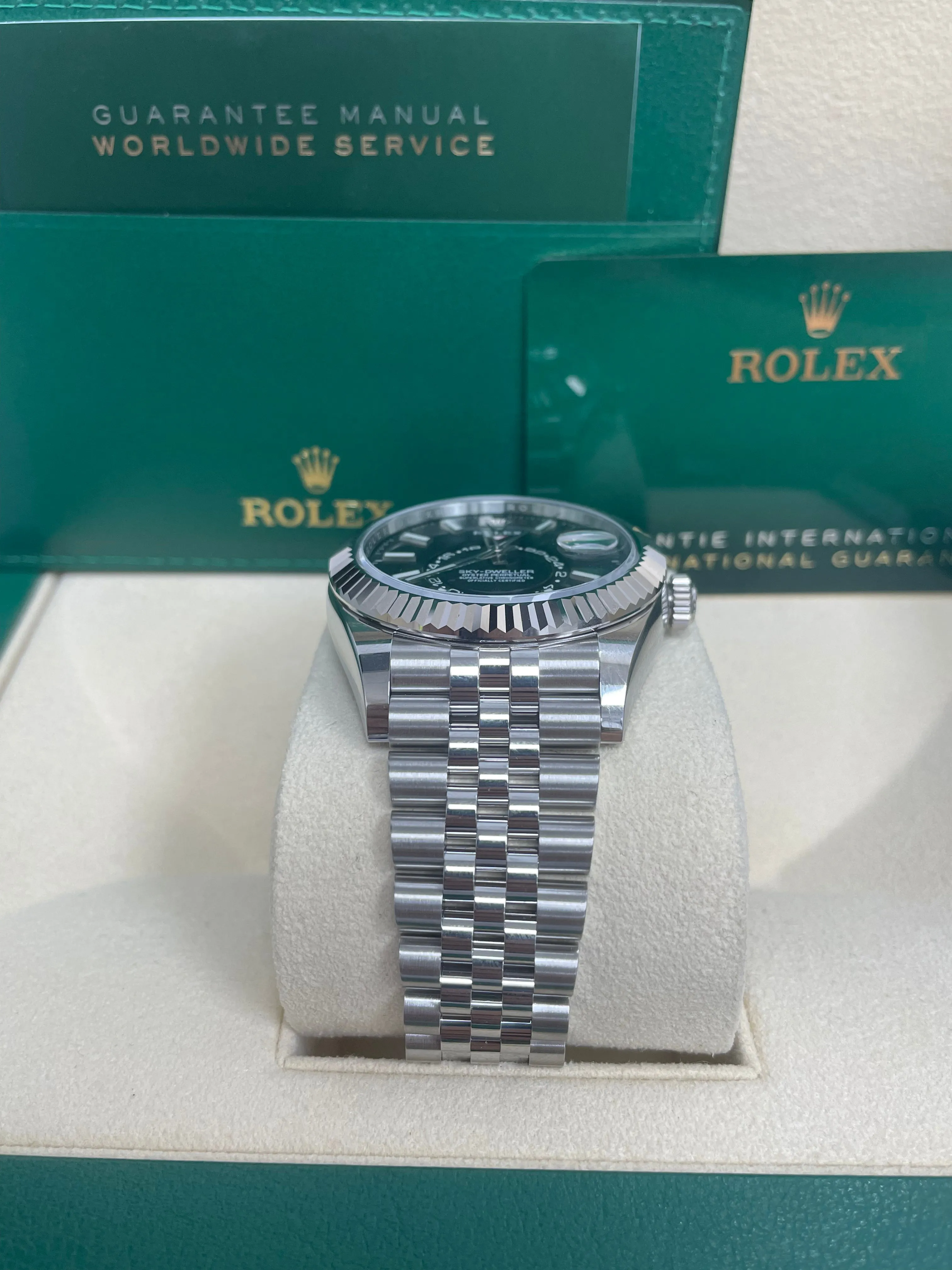 Rolex White Rolesor Sky-Dweller Black Index Dial  Jubilee Bracelet (Ref# 326934)
