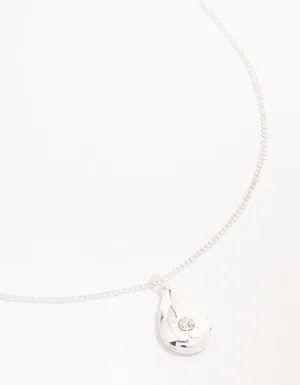 Silver Pear Shaped Locket Necklace