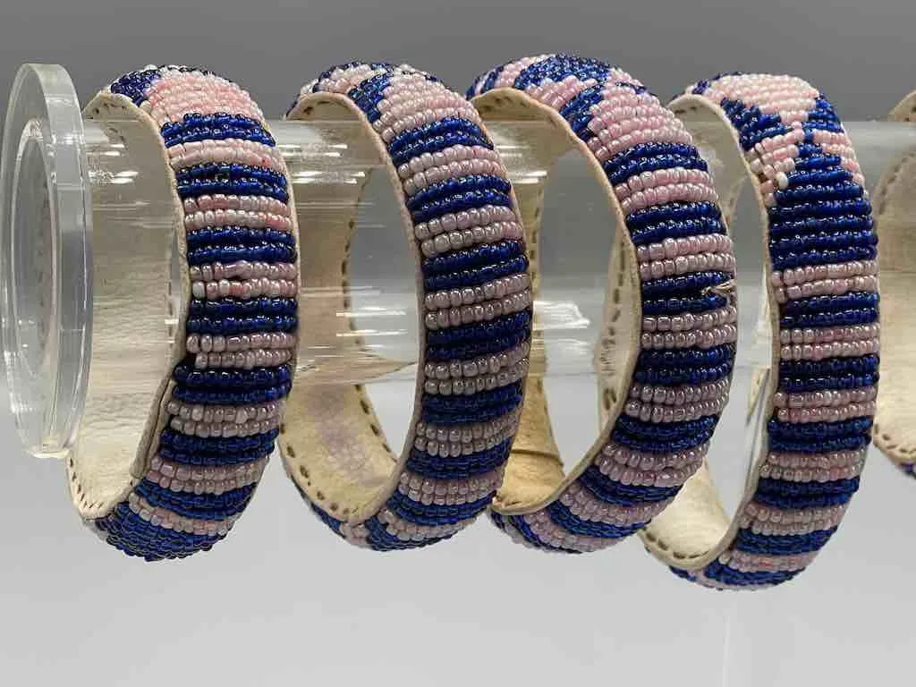 Sparkling 2-Color Wide Beaded Leather Bracelet - Mali