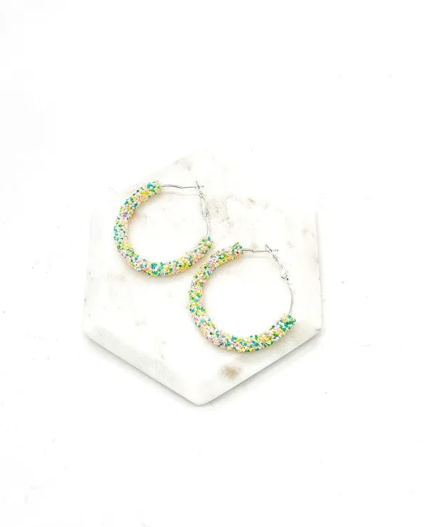 Spring Glitter Hoop Earrings Easter