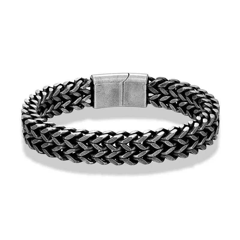 Stainless Steel Chain Men Bracelet Punk Hand Accessories Magnetic Clasp Vintage Wristband Male Jewelry Wholesale Christmas Gifts