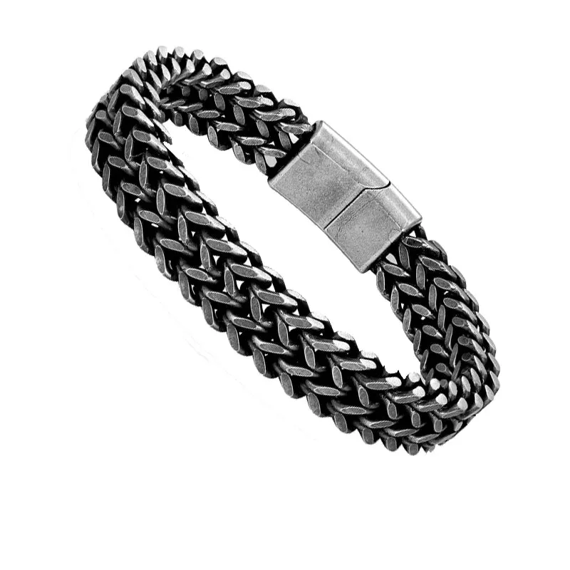 Stainless Steel Chain Men Bracelet Punk Hand Accessories Magnetic Clasp Vintage Wristband Male Jewelry Wholesale Christmas Gifts