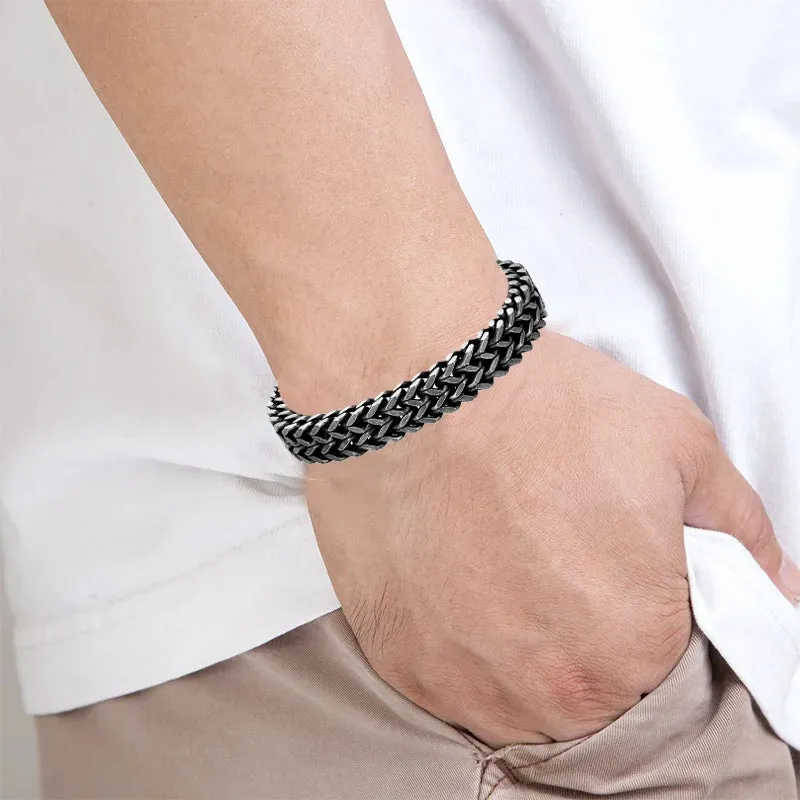 Stainless Steel Chain Men Bracelet Punk Hand Accessories Magnetic Clasp Vintage Wristband Male Jewelry Wholesale Christmas Gifts