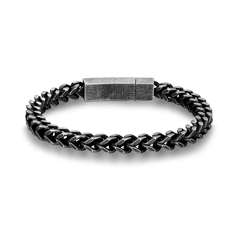 Stainless Steel Chain Men Bracelet Punk Hand Accessories Magnetic Clasp Vintage Wristband Male Jewelry Wholesale Christmas Gifts