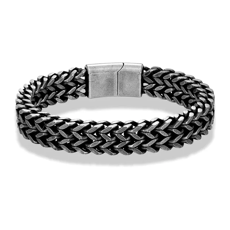 Stainless Steel Chain Men Bracelet Punk Hand Accessories Magnetic Clasp Vintage Wristband Male Jewelry Wholesale Christmas Gifts
