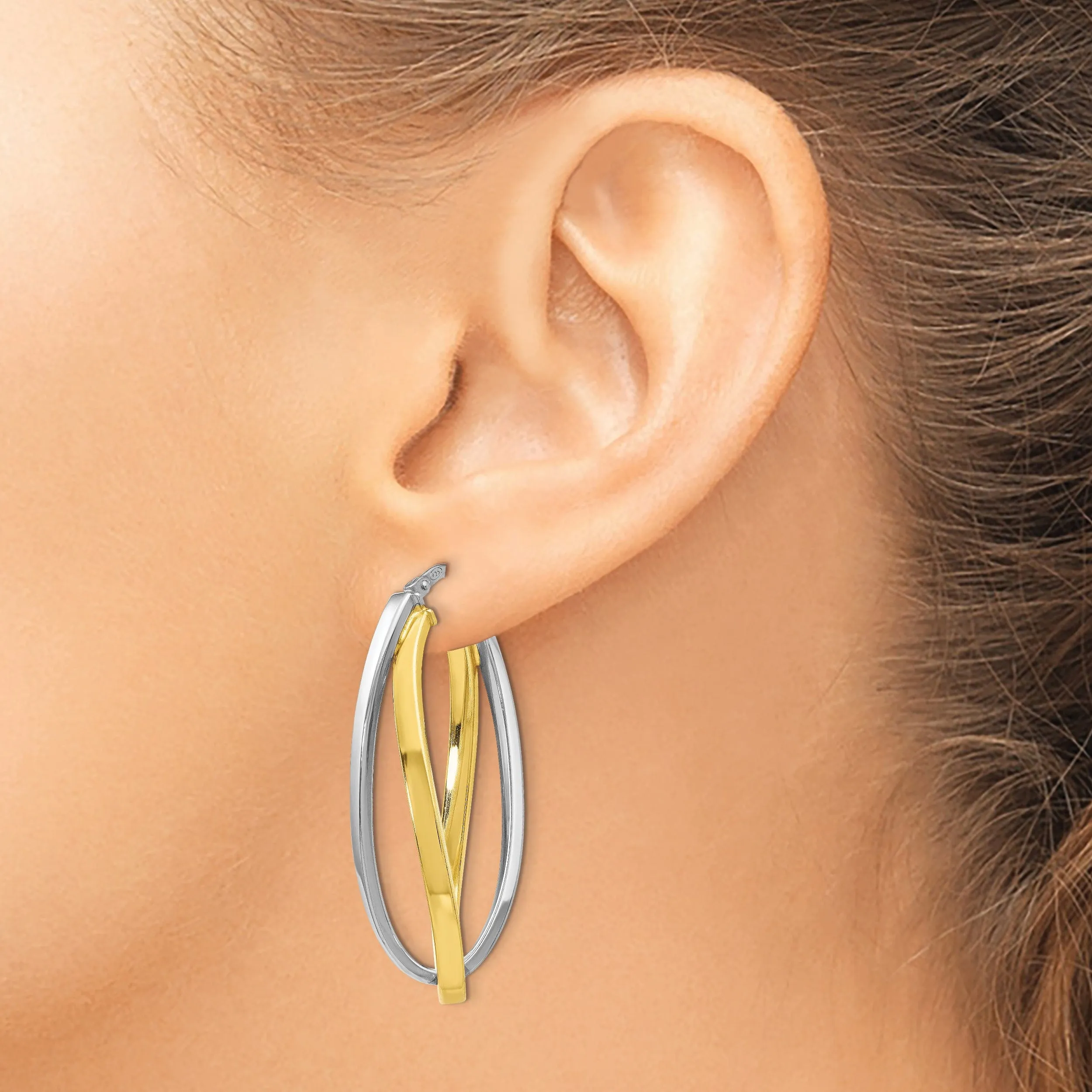 Sterling Silver Gold-tone Polished Finish Hoop Earrings