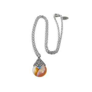 Tibetan Amber Teardrop Pendant Necklace, Nepalese Necklace