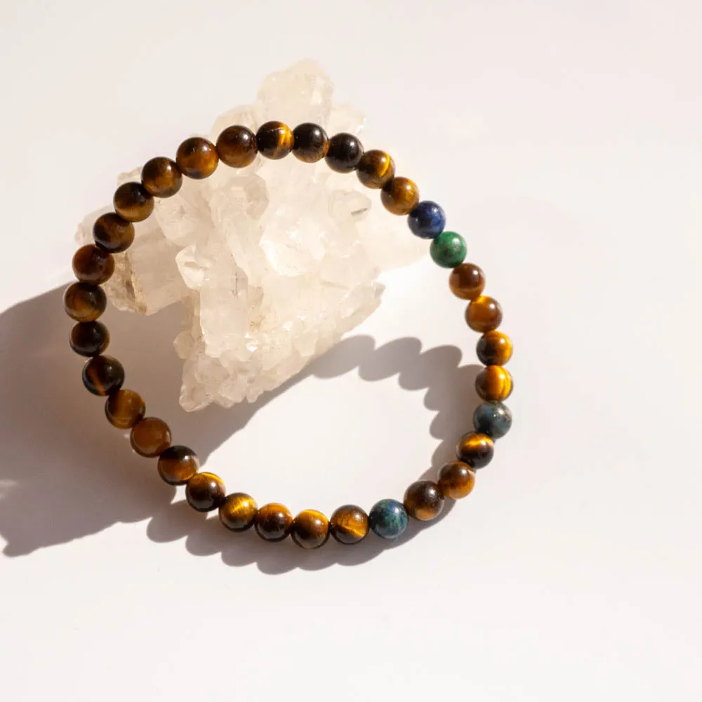 Tiger’s Eye   Chrysocolla Lapis Protection | Beaded Bracelet Men’s Unisex