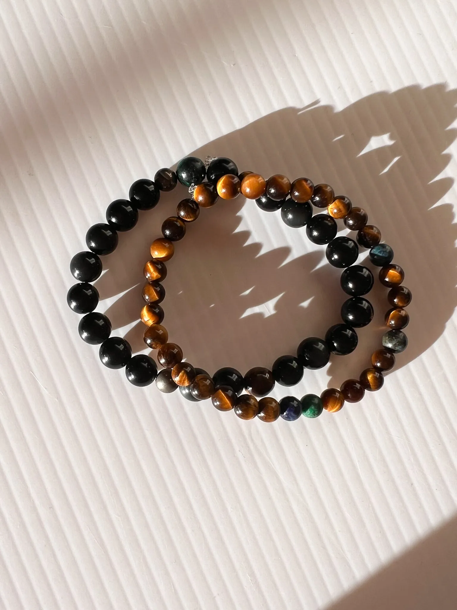 Tiger’s Eye   Chrysocolla Lapis Protection | Beaded Bracelet Men’s Unisex