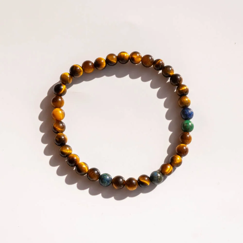 Tiger’s Eye   Chrysocolla Lapis Protection | Beaded Bracelet Men’s Unisex
