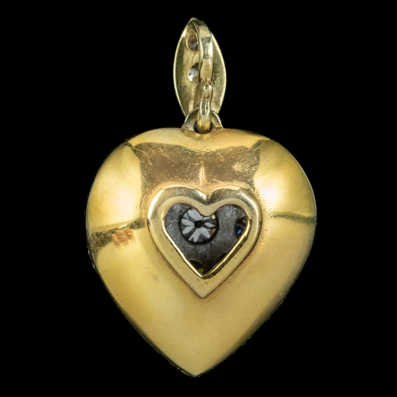 Victorian Style Diamond Heart Pendant Silver 18ct Gold 2ct Of Diamond