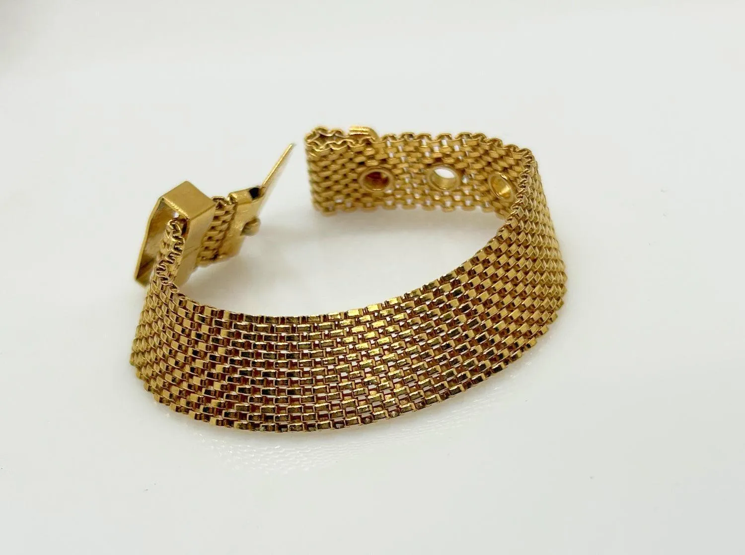 Vintage Crown Trifari Mesh Buckle Bracelet