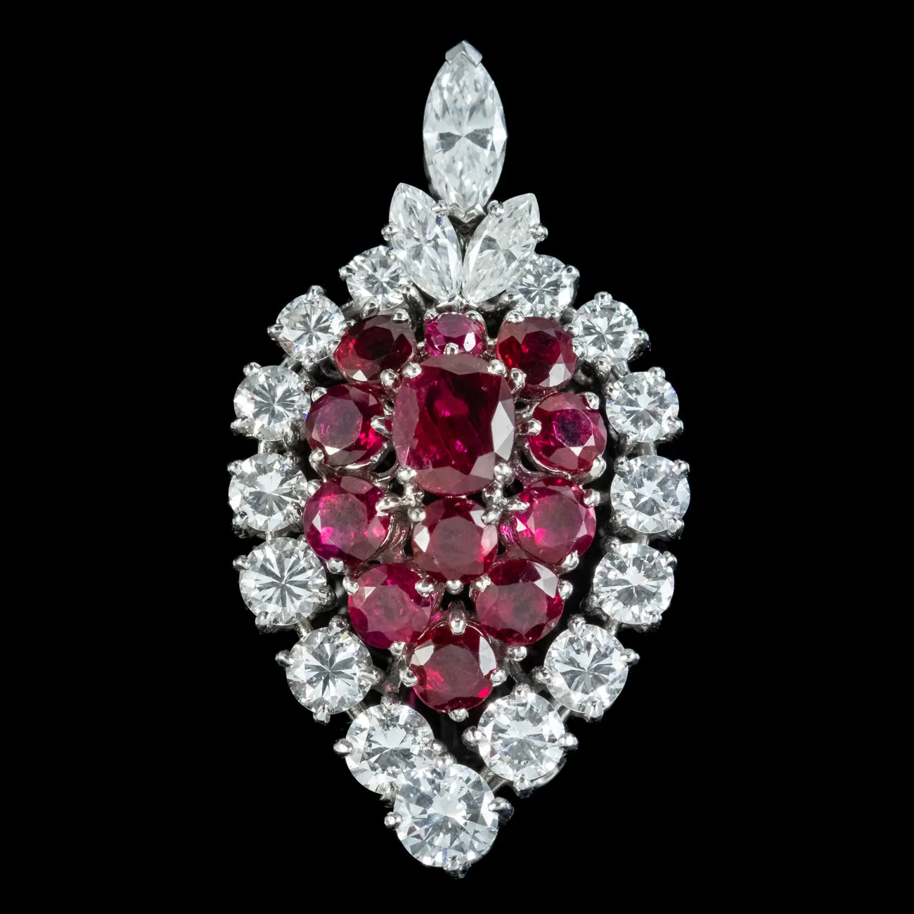 Vintage Ruby Diamond Pendant 18ct Gold 3.20ct Of Ruby