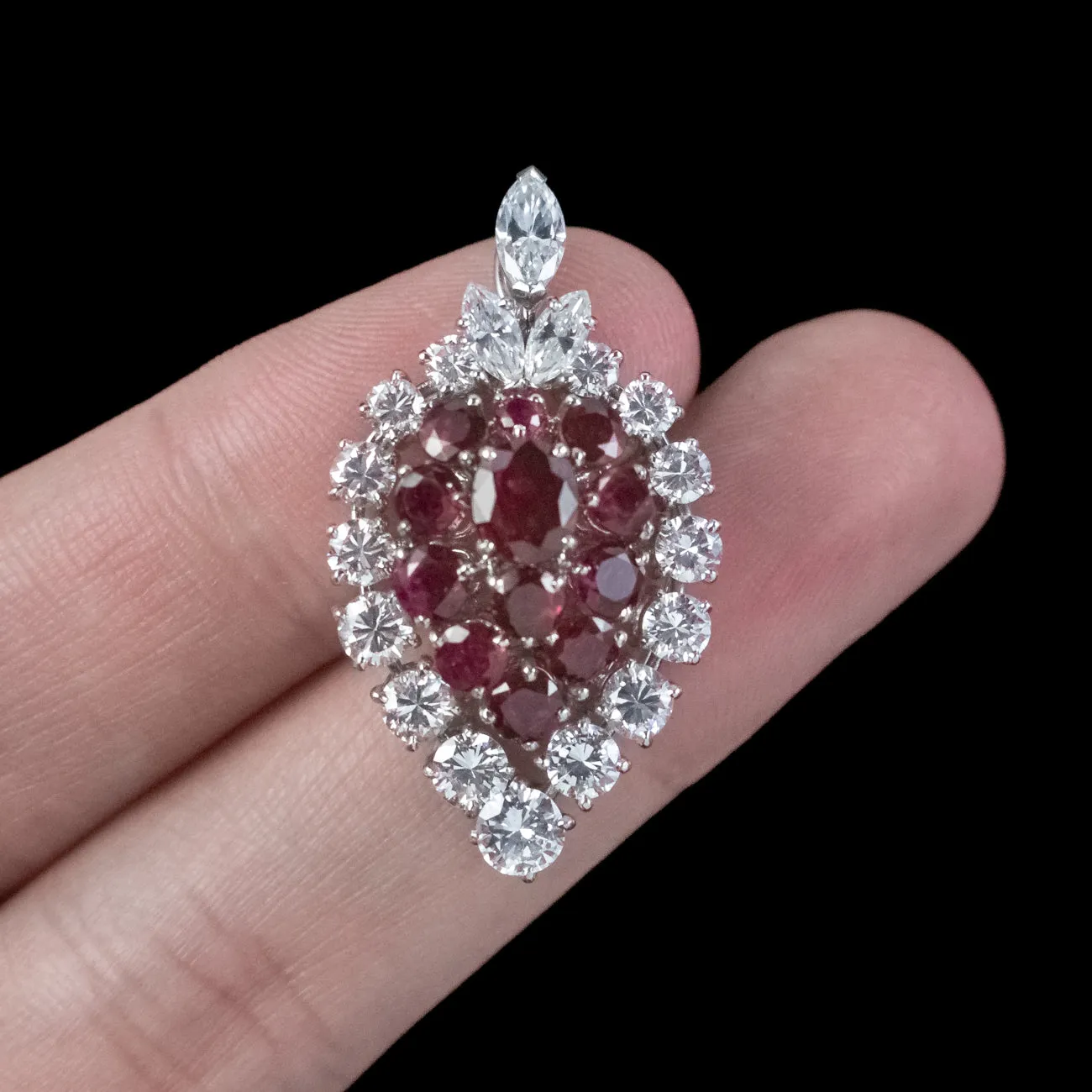 Vintage Ruby Diamond Pendant 18ct Gold 3.20ct Of Ruby