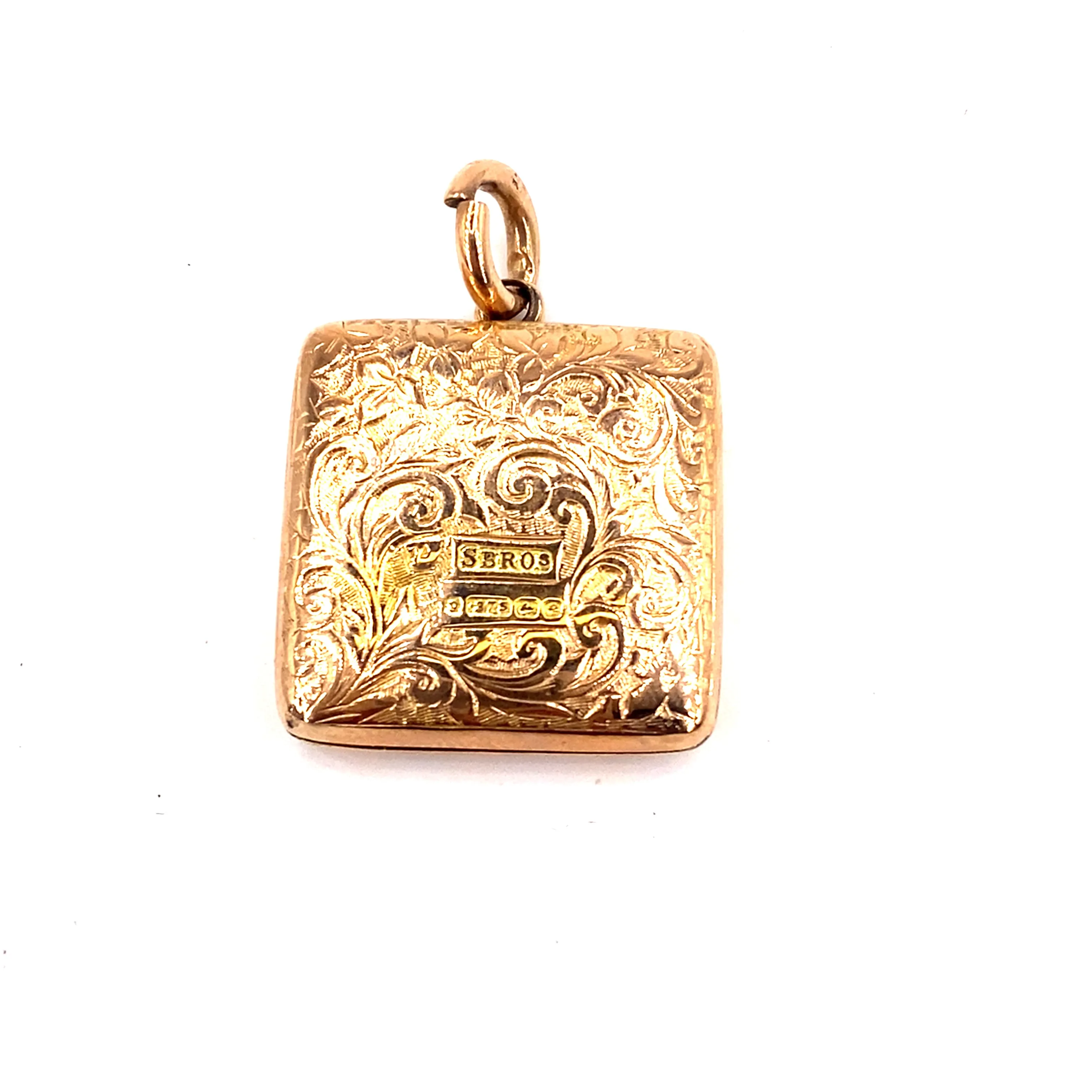 Women’s 9ct Rose Gold Vintage Engraved Square Locket Pendant