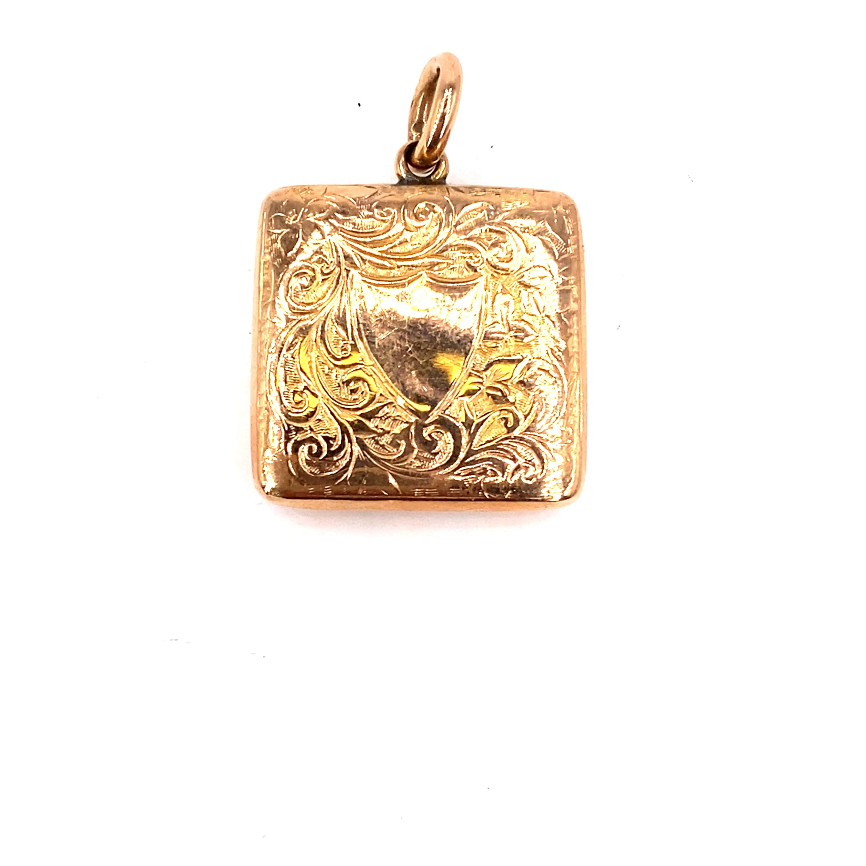 Women’s 9ct Rose Gold Vintage Engraved Square Locket Pendant